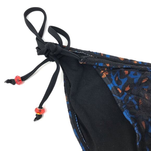 Sinful by Affliction Swimsuit Bikini Bottom Black Blue Orange Lace Size Medium - Picture 3 of 8